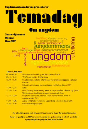 Program for en av temadagene om ungdom ved Oslo universitetssykehus HF (OUS)