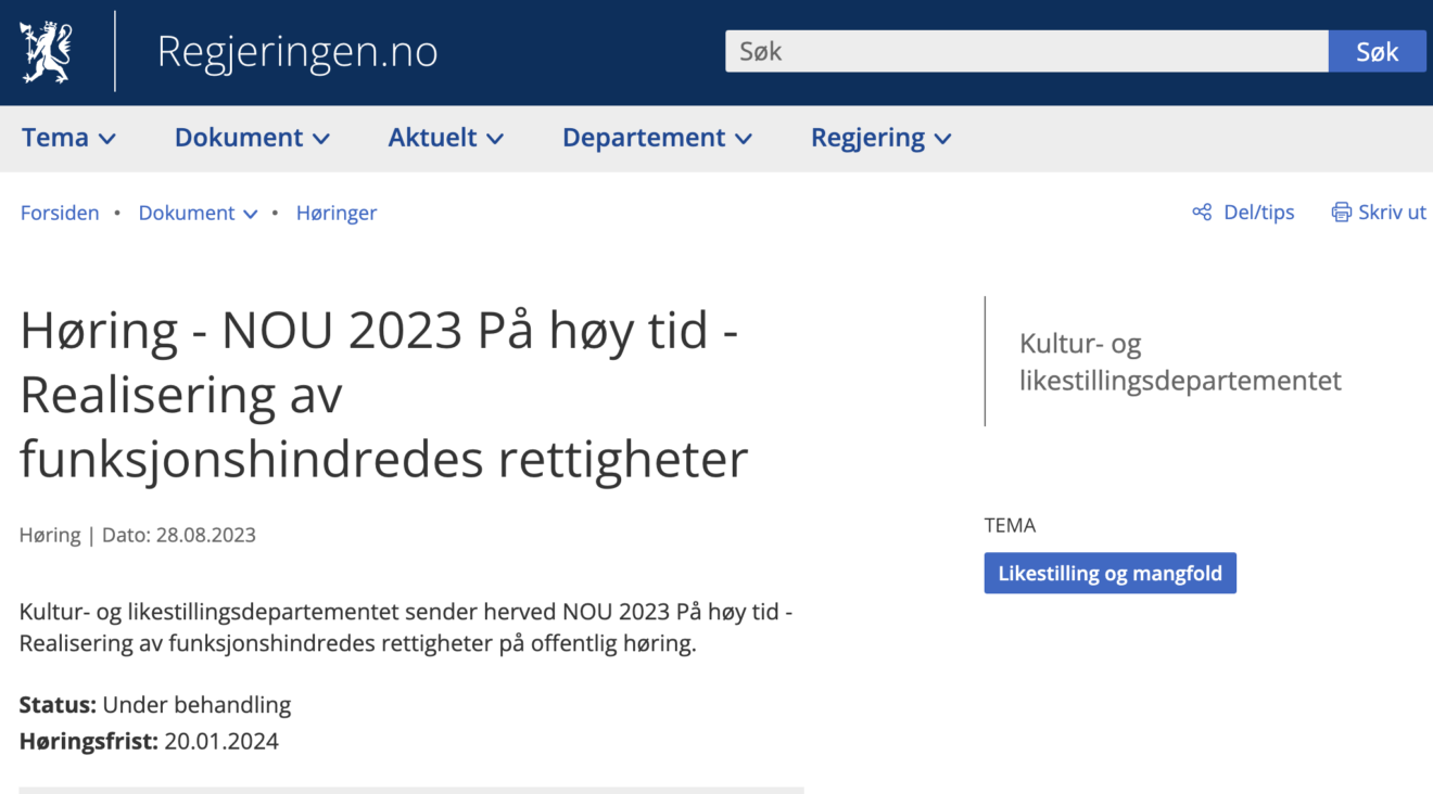 Høringsinnspill til NOU På høy tid